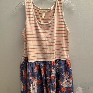 Matilda Jane Dress Girls Size 14 Stripe Floral Mix Print Blue Orange Lightweight